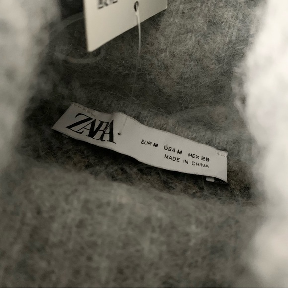 NEW Zara Alpaca Wool Blend Checkered Plaid Turtleneck Crop Sweater M - NWT - Picture 6 of 10